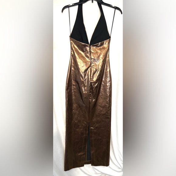 🤎❤️‍🔥Zara Metallic Bronze STUNNING Halterneck Midi Dress🤎❤️‍🔥SZ XS-NWT - Picture 9 of 16